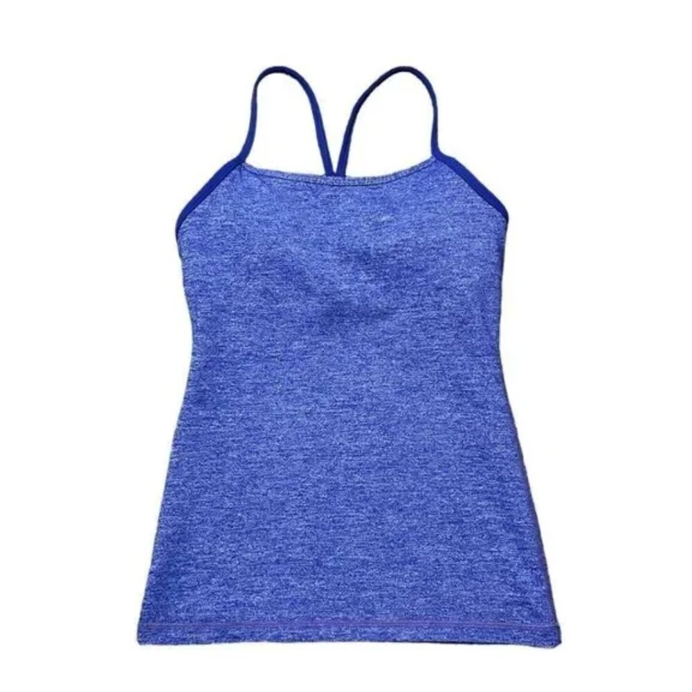 LULULEMON Power Y Tank Heathered Pigment Blue Size 8